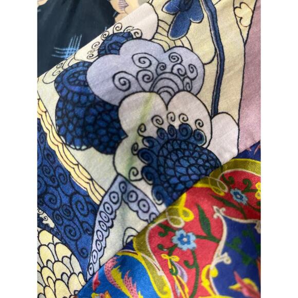 JOHNNY WAS USA Blue 100% Silk Japanese Floral, Long Sleeve Tunic Dress Sz M - Picture 10 of 10